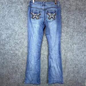 People's Liberation Jeans Womens 26 Blue Denim Bootcut Star Rhinestones Y2K